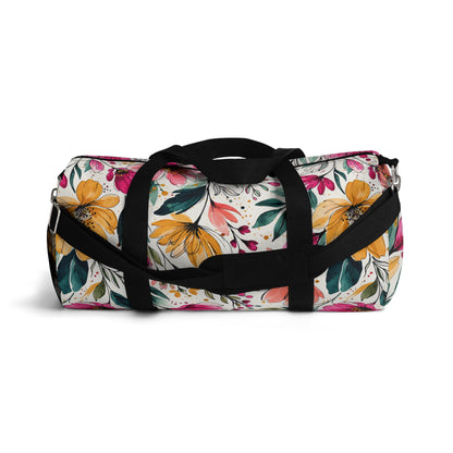 Modern Botanical Wildflower Pattern – Splatter Bloom Collection – Weekend Duffel Travel Bag