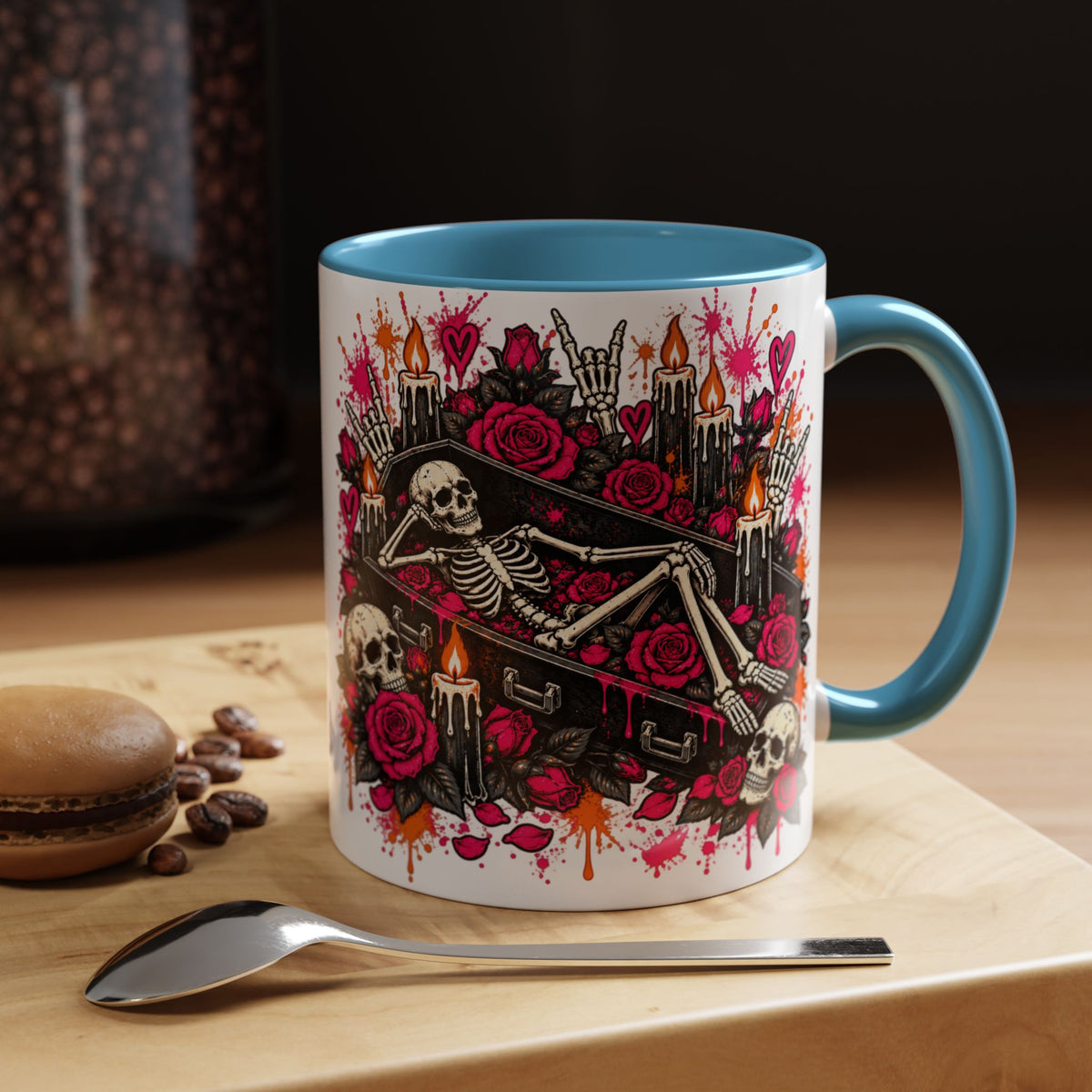 Dead & Unbothered Coffee Mug | Gothic Skeleton Ceramic Mug by Subbin4Sanity