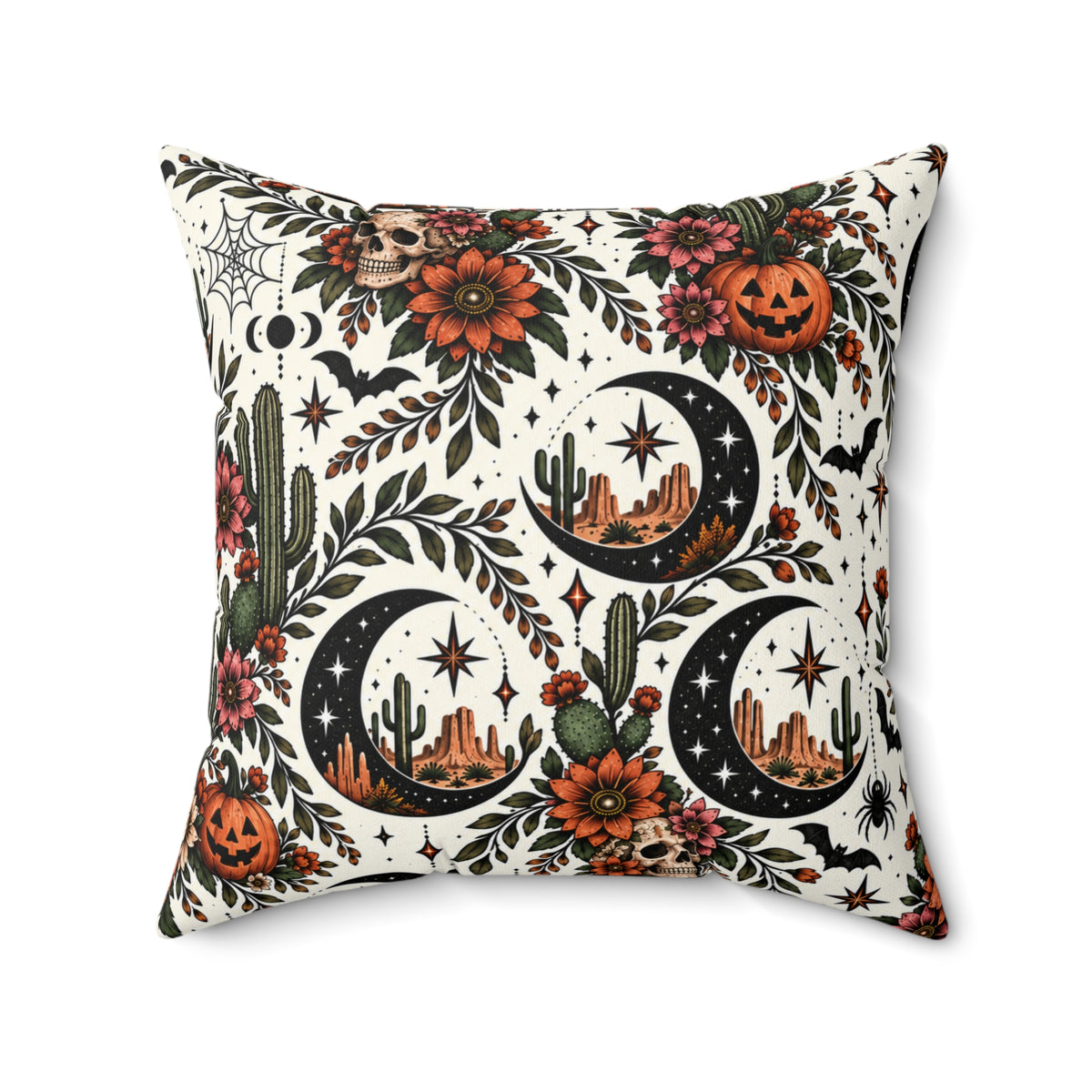 Some Flowers Need Sunlight, I Bloom After Dark + Crescent Blooms Double-Sided Pillowcase & Insert | Boho Halloween Throw Pillow by Subbin4Sanity