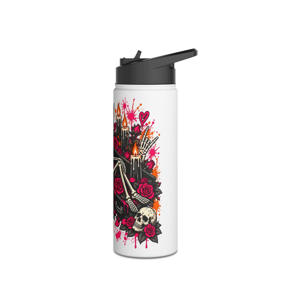 Dead & Unbothered Stainless Steel Water Bottle | Gothic Skeleton Insulated Bottle by Subbin4Sanity