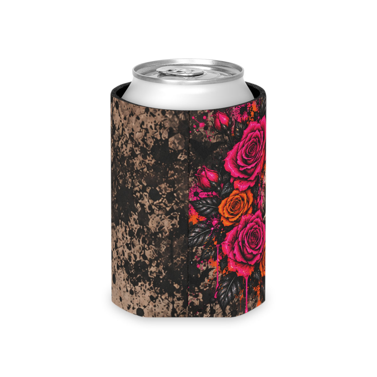 Deadly Blooms Foam Grip Koozie | Gothic Floral Skull Can Cooler by Subbin4Sanity