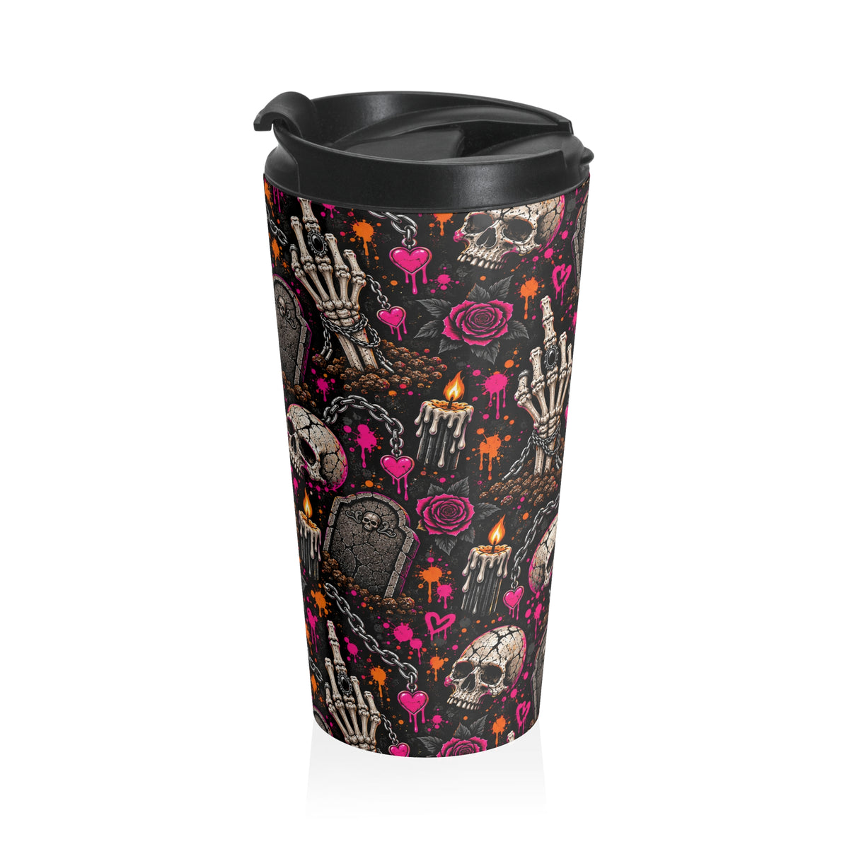 Dirt & Defiance Stainless-Steel Coffee Mug | Gothic Coffin & Skull Travel Mug by Subbin4Sanity