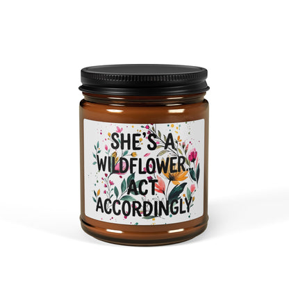 "She's a Wildflower" Scented Amber Jar Soy Candle
