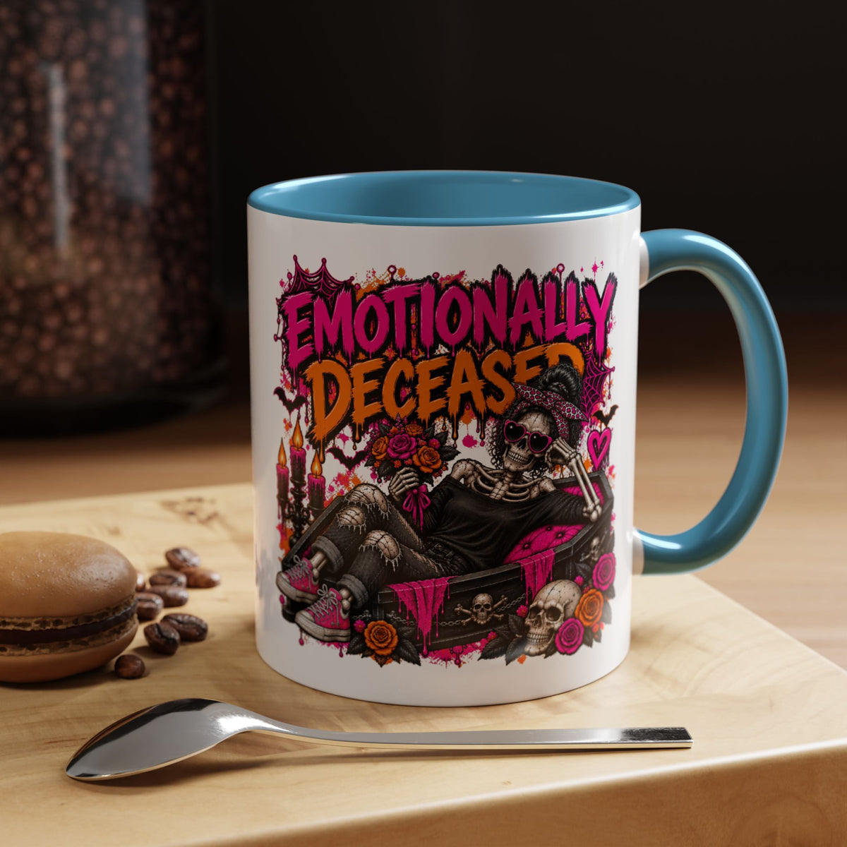 Emotionally Deceased Coffee Mug | Sarcastic Gothic Ceramic Mug by Subbin4Sanity