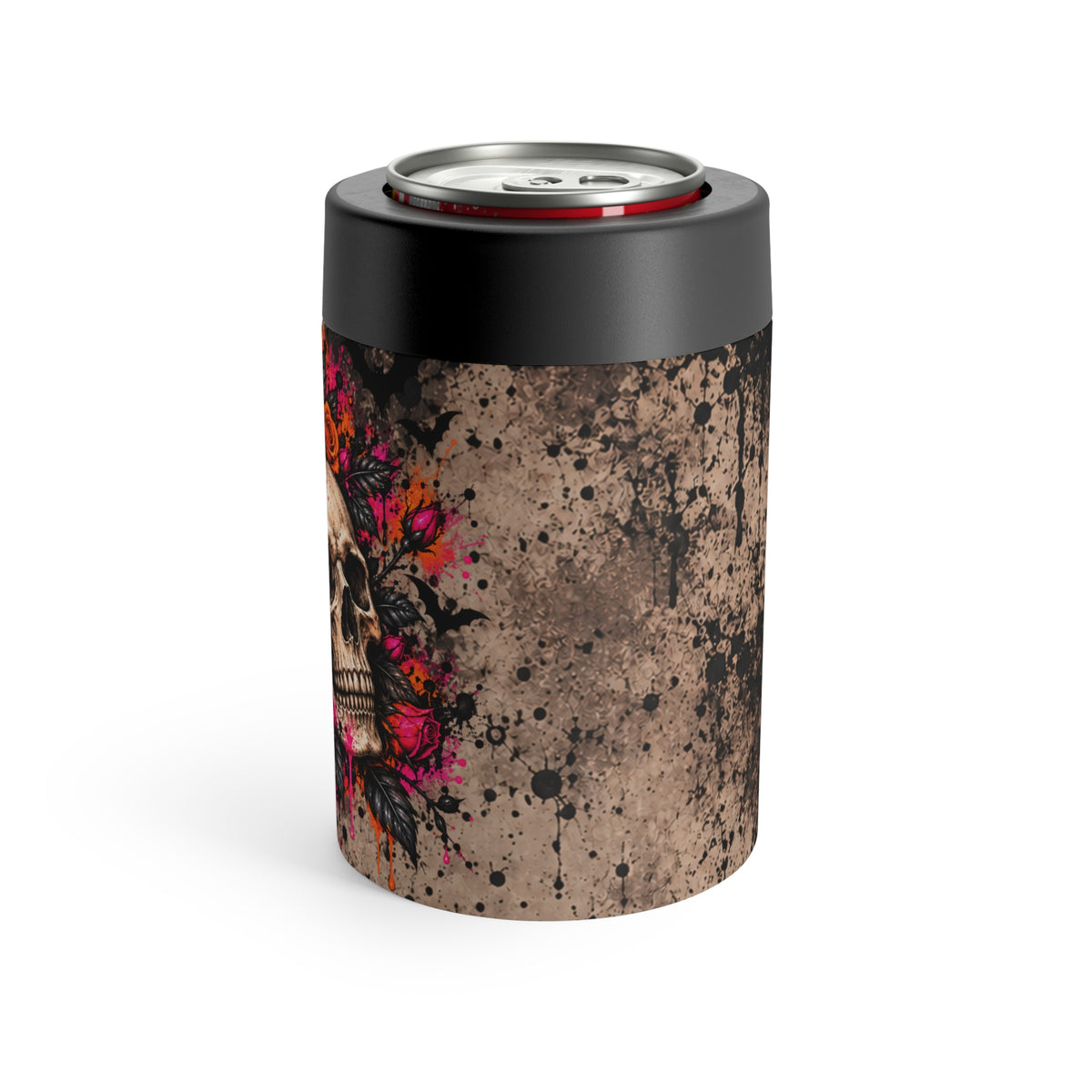 Deadly Blooms 12oz Insulated Stainless Steel Koozie | Gothic Floral Skull Can Cooler by Subbin4Sanity