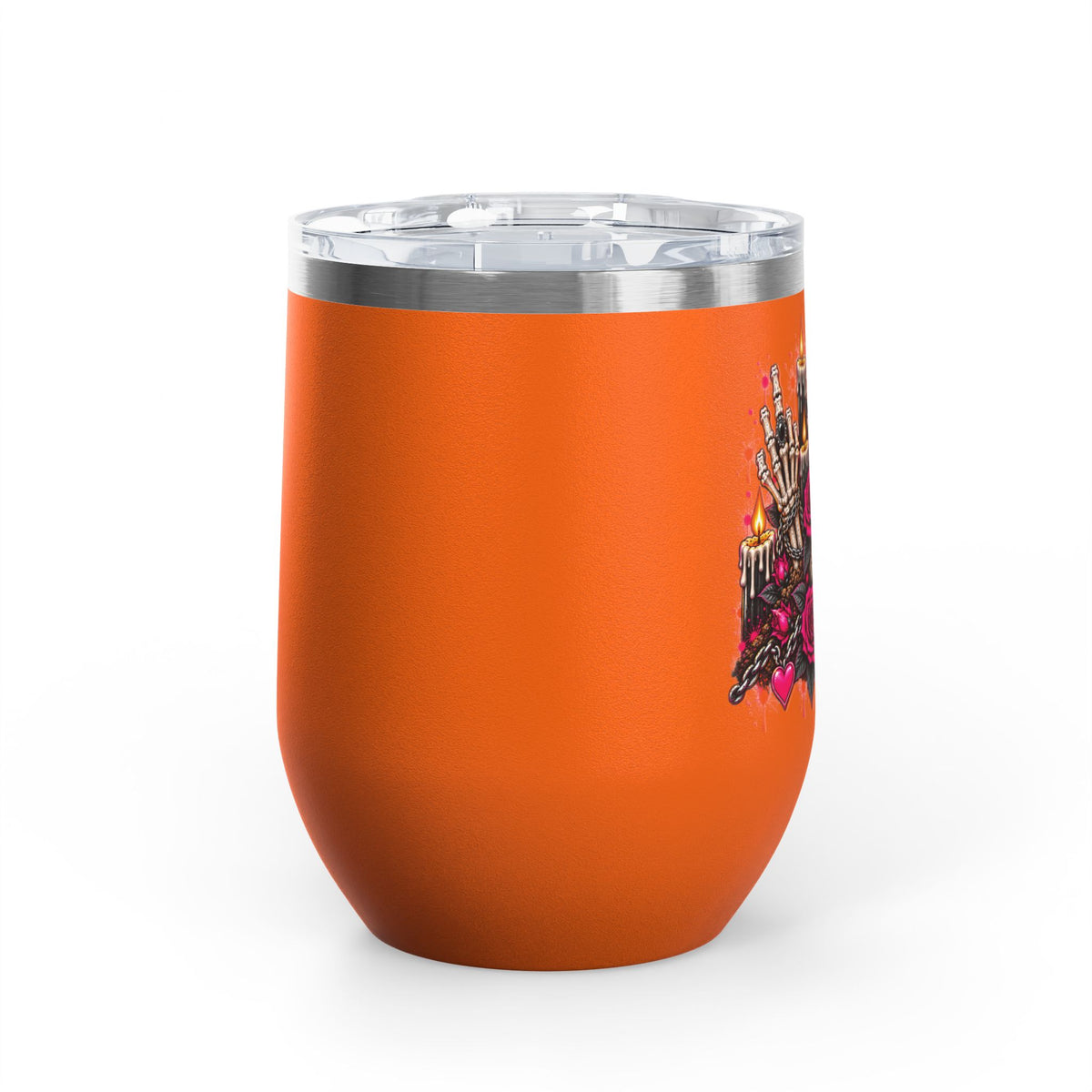 Dirt & Defiance 12oz Wine Tumbler | Gothic Skull & Coffin Stainless Steel Cup by Subbin4Sanity