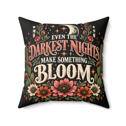 Even The Darkest Nights Make Something Bloom + Crescent Blooms Double-Sided Pillowcase & Insert | Celestial Boho Halloween Decor by Subbin4Sanity
