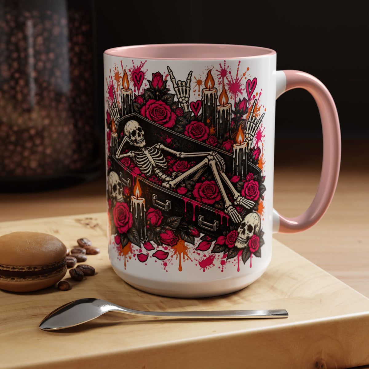 Dead & Unbothered Coffee Mug | Gothic Skeleton Ceramic Mug by Subbin4Sanity