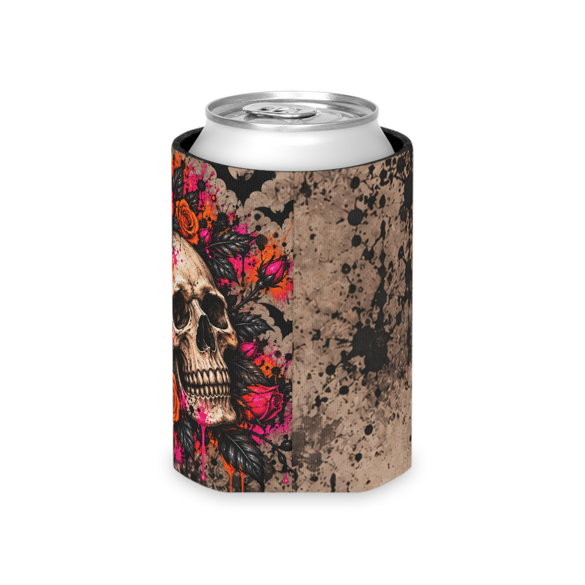 Deadly Blooms Foam Grip Koozie | Gothic Floral Skull Can Cooler by Subbin4Sanity