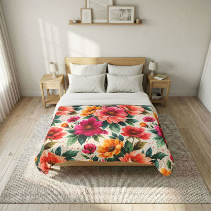 Electric Wildflower Garden Pattern – Splatter Bloom Collection – Comforter