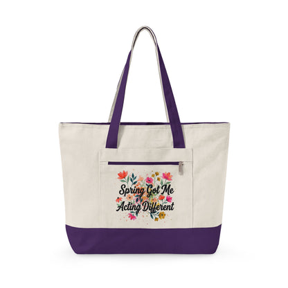 "Sprong Got Me Acting Different" — Zippered Tote Bag