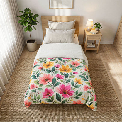 Watercolor Wildflower Garden Pattern – Splatter Bloom Collection – Comforter
