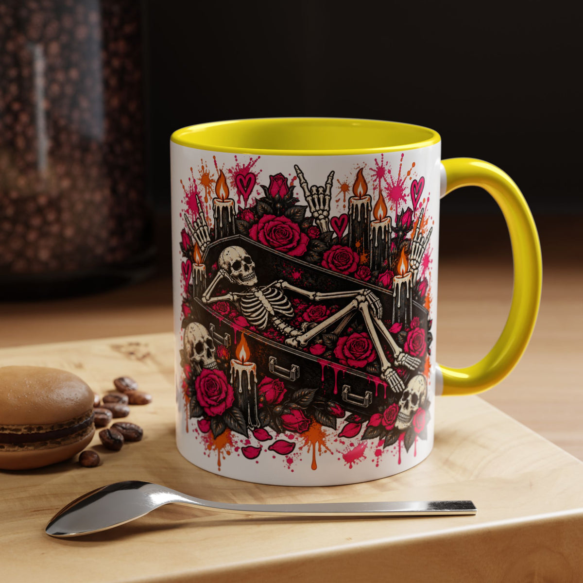 Dead & Unbothered Coffee Mug | Gothic Skeleton Ceramic Mug by Subbin4Sanity