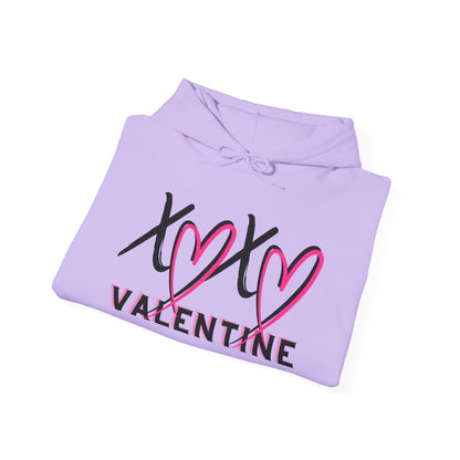 XOXO Valentine Hoodie | Cute Pink Heart Graphic Cozy Pullover by Subbin4Sanity