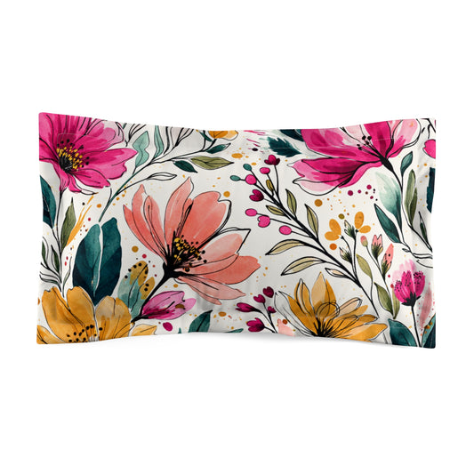 Modern Botanical Wildflower Pattern – Splatter Bloom Collection – Decorative Pillowcase