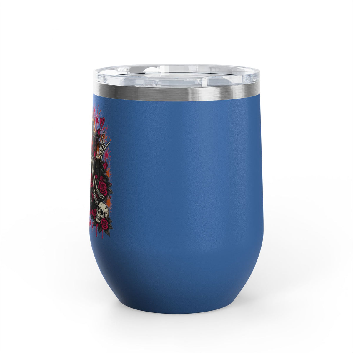 Dead & Unbothered 12oz Wine Tumbler | Gothic Skeleton Stainless Steel Cup by Subbin4Sanity