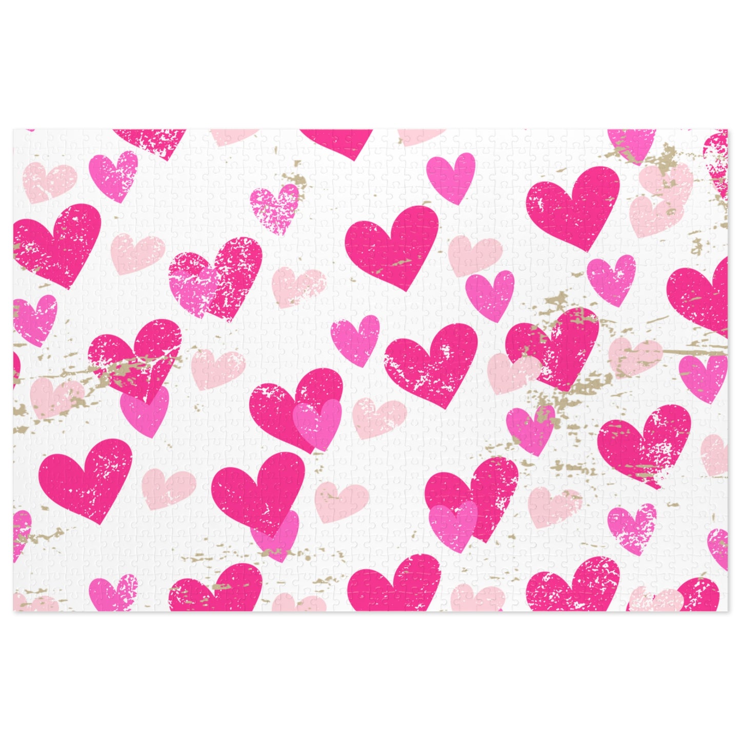 Heart Pattern Jigsaw Puzzle with Tin — Pink Hearts Valentine Puzzle Gift
