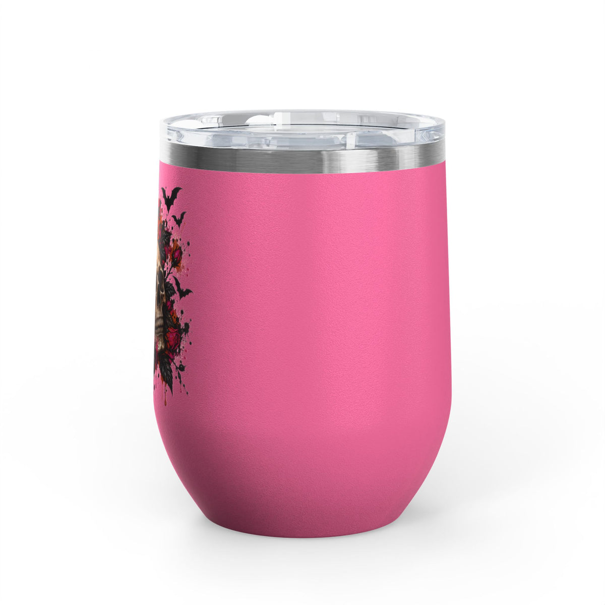 Deadly Blooms 12oz Wine Tumbler | Gothic Floral Skull Stainless Steel Cup by Subbin4Sanity