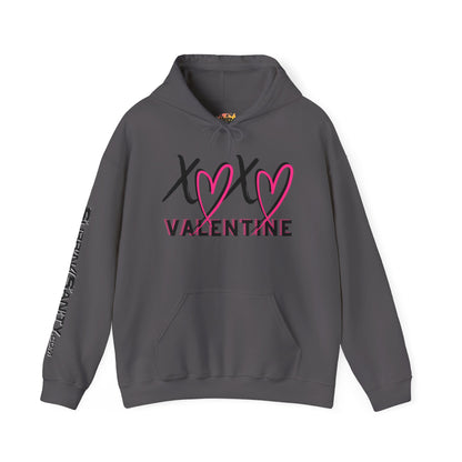 XOXO Valentine Hoodie | Cute Pink Heart Graphic Cozy Pullover by Subbin4Sanity