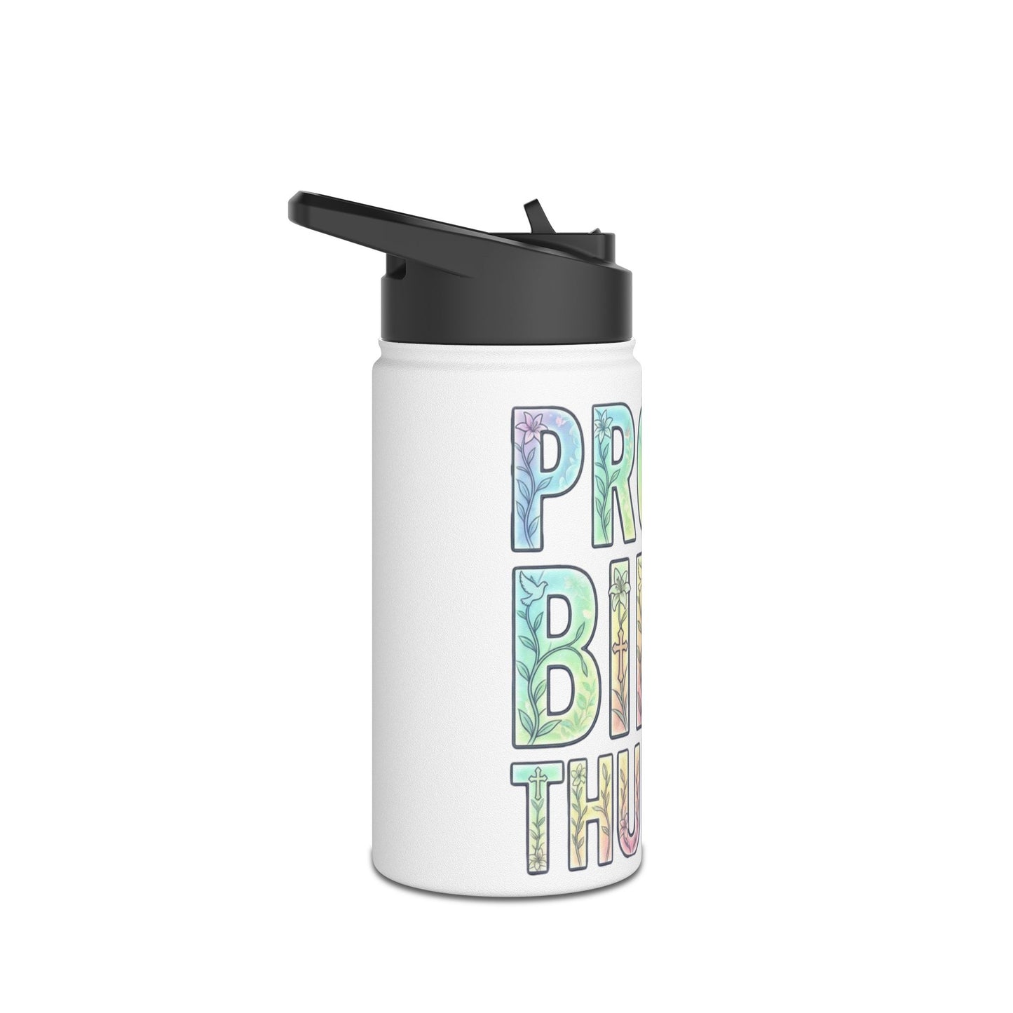 Proud Bible Thumper Pastel Rainbow Easter Faith Stainless Steel Water Bottle