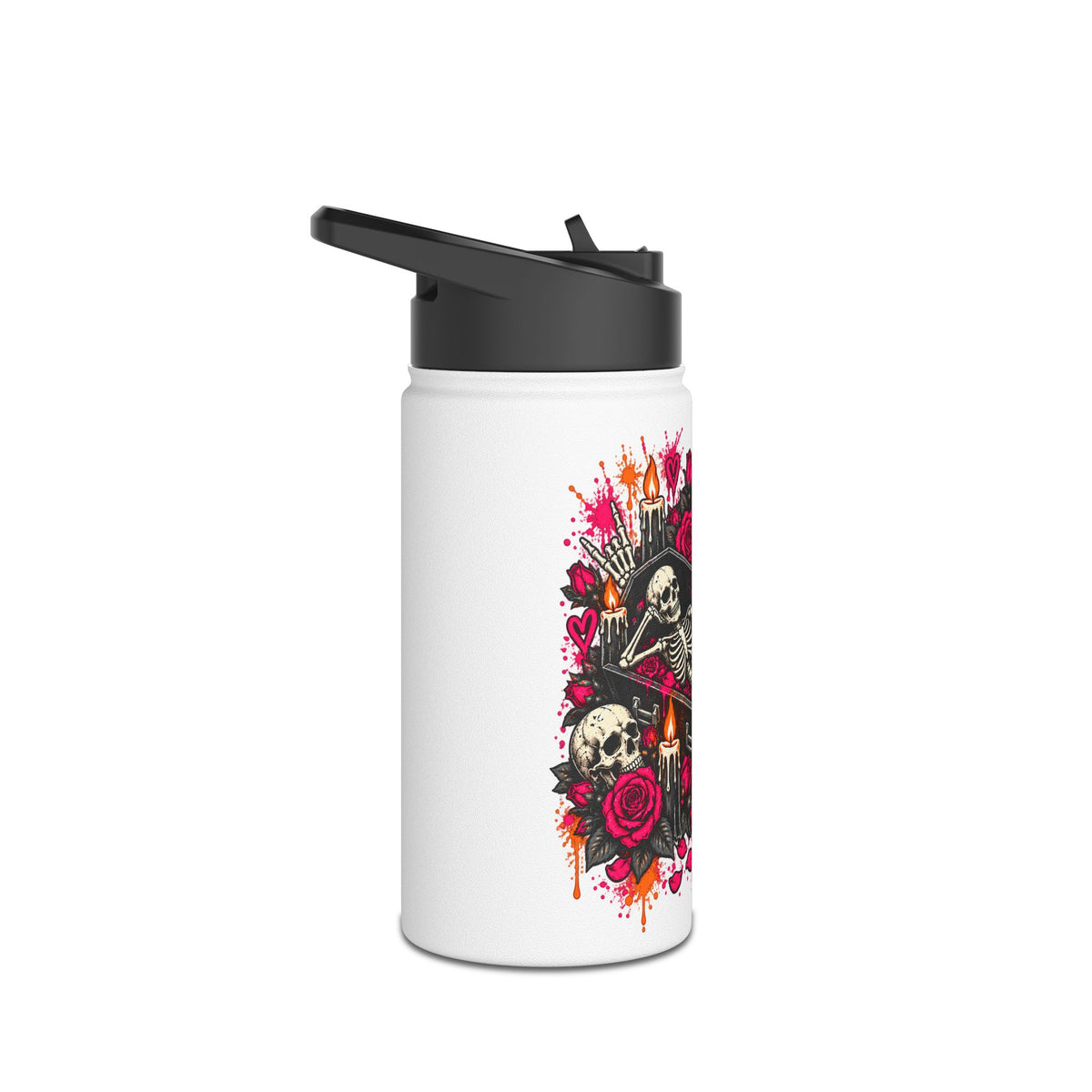 Dead & Unbothered Stainless Steel Water Bottle | Gothic Skeleton Insulated Bottle by Subbin4Sanity