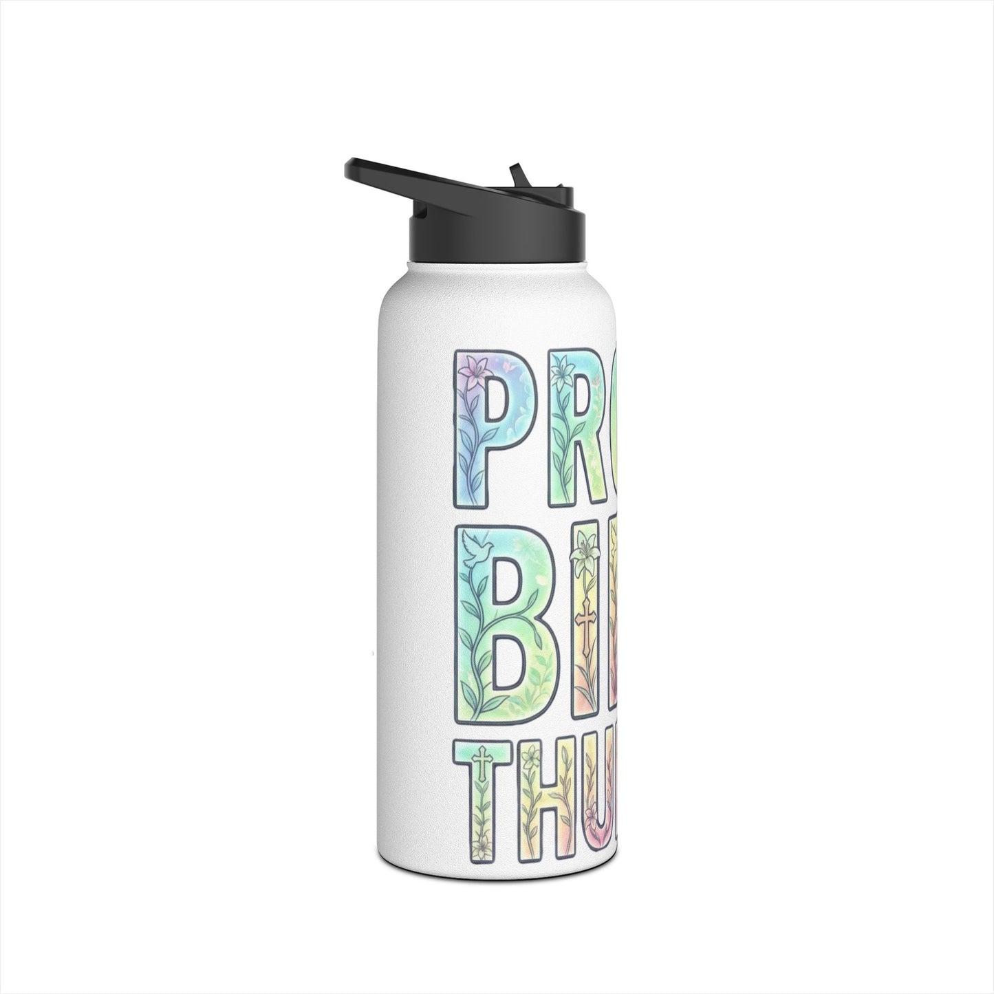 Proud Bible Thumper Pastel Rainbow Easter Faith Stainless Steel Water Bottle