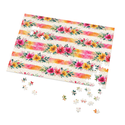 Wildflower Garden Stripe Pattern – Splatter Bloom Collection – Puzzle & Tin Storage Box