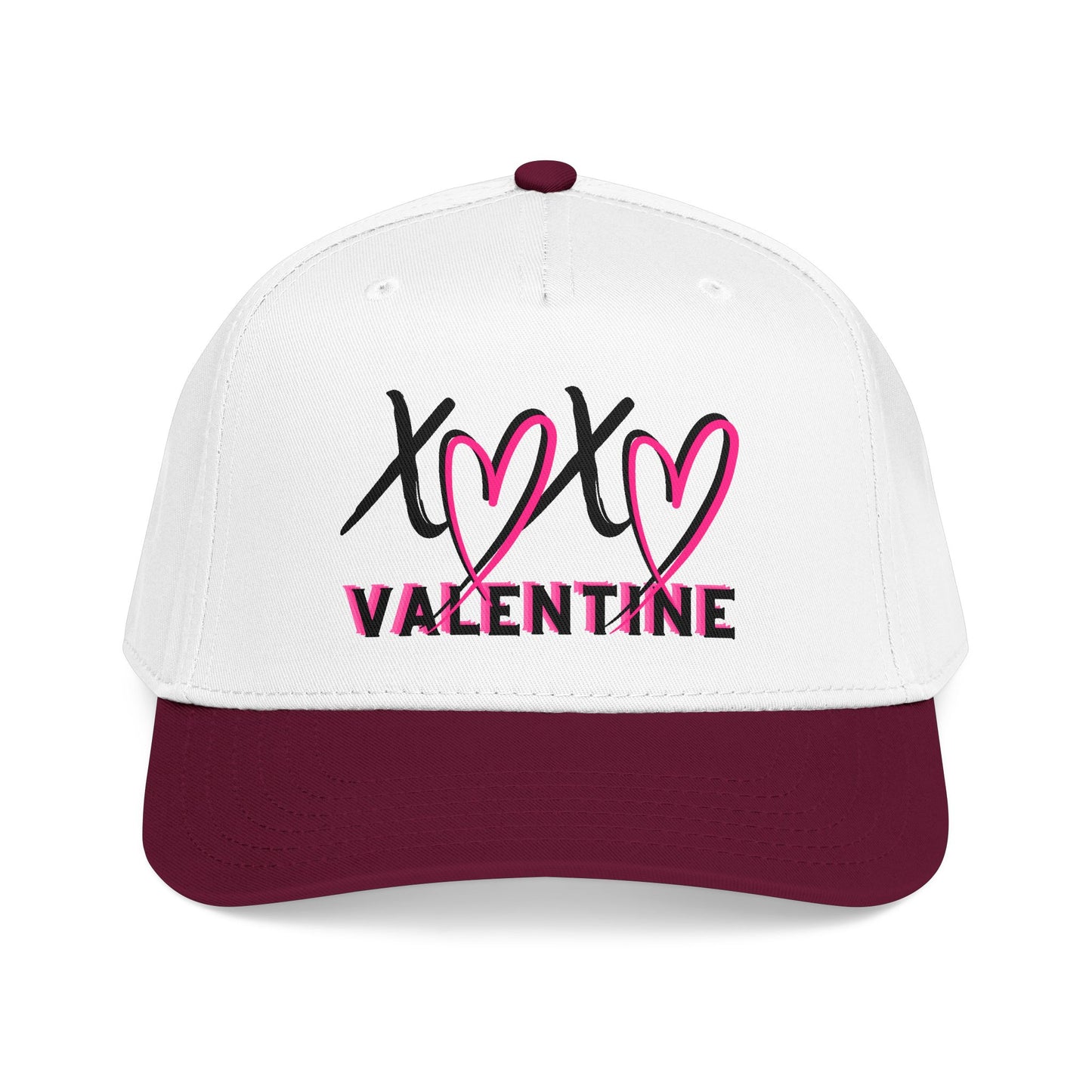 Valentine XOX Hearts Baseball Cap — Pink Heart DTF Valentine Hat