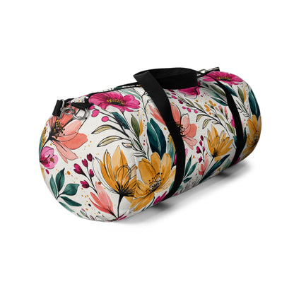Modern Botanical Wildflower Pattern – Splatter Bloom Collection – Weekend Duffel Travel Bag