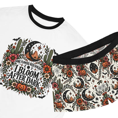Some Flowers Need Sunlight, I Bloom After Dark Pajama Set | Crescent Blooms Boho Halloween Sleepwear by Subbin4Sanity