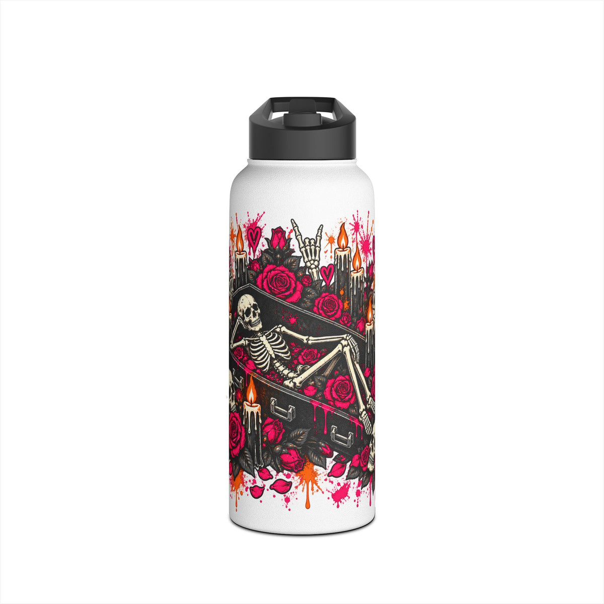 Dead & Unbothered Stainless Steel Water Bottle | Gothic Skeleton Insulated Bottle by Subbin4Sanity