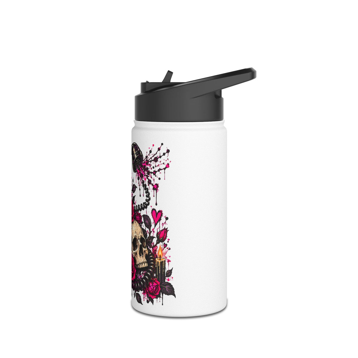 Karma’s Calling Stainless Steel Water Bottle | Gothic Skull & Telephone Insulated Bottle by Subbin4Sanity