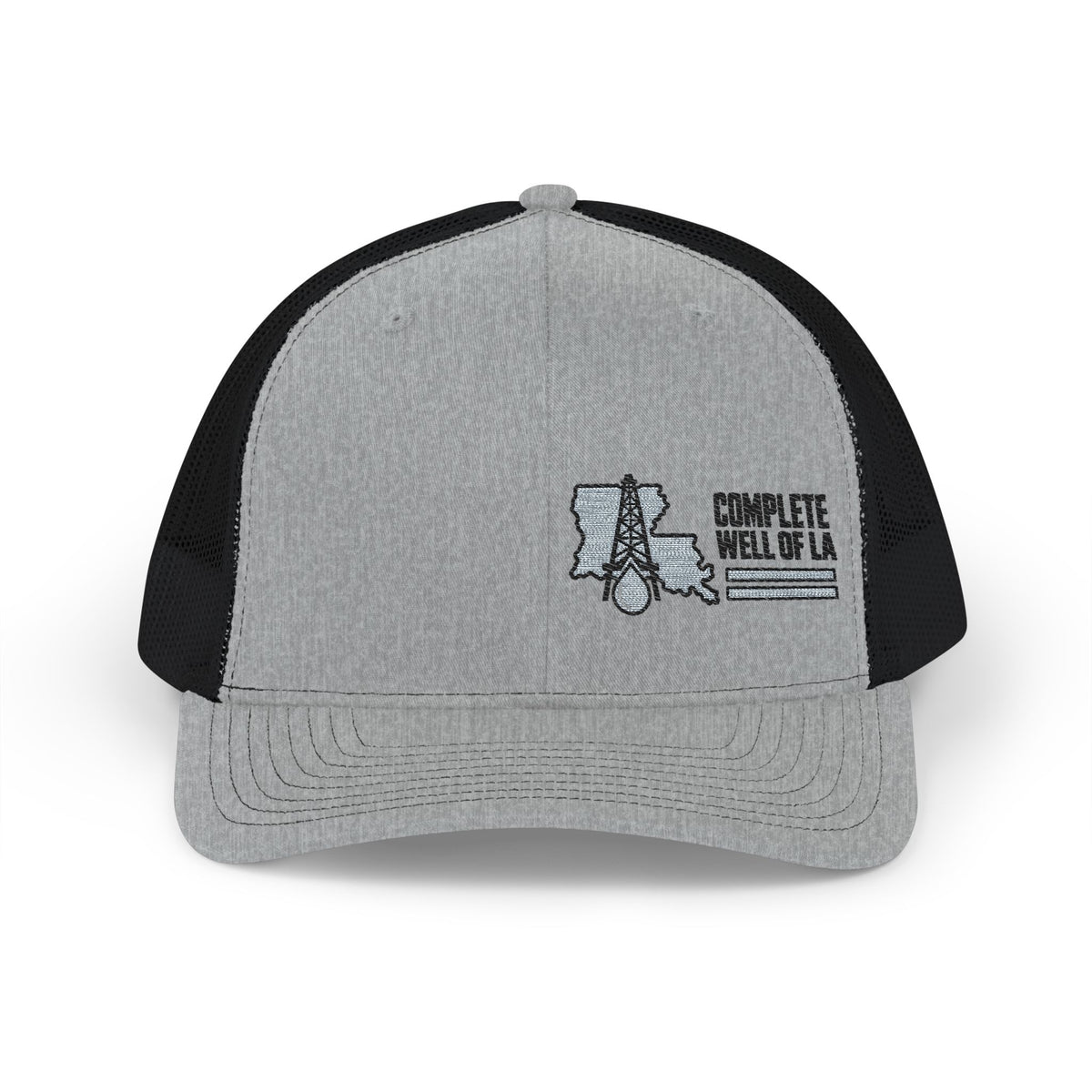 Complete Well of LA Custom Snapback Trucker Hat | Grey/Black Side Logo Embroidery by Subbin4Sanity