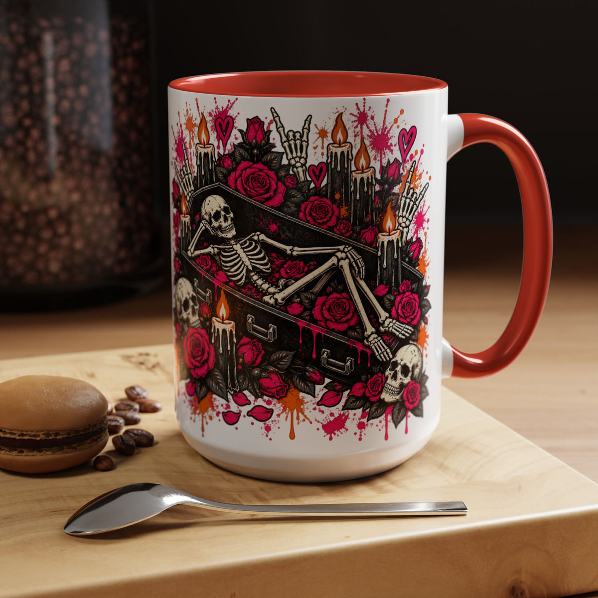 Dead & Unbothered Coffee Mug | Gothic Skeleton Ceramic Mug by Subbin4Sanity