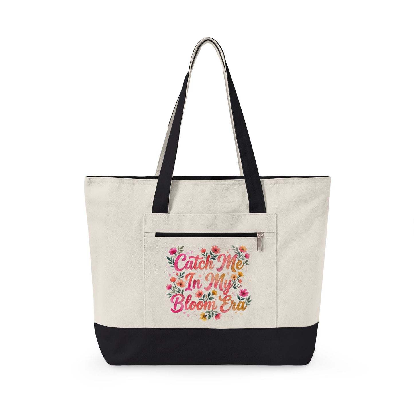 "Catch Me In My Bloom Era" — Zippered Tote Bag