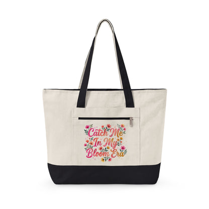 "Catch Me In My Bloom Era" — Zippered Tote Bag