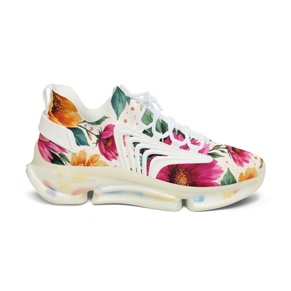 Electric Wildflower Garden Pattern – Splatter Bloom Collection — Lightweight Women's Breathable Athletic Mesh Sneakers