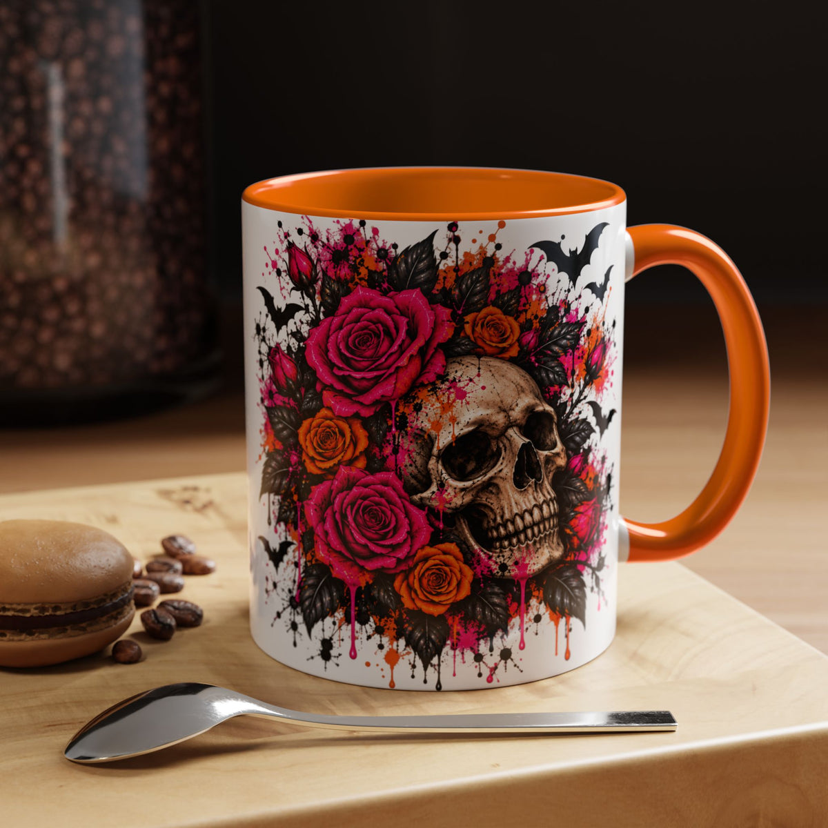 Deadly Blooms Coffee Mug | Gothic Floral Skull Ceramic Mug by Subbin4Sanity