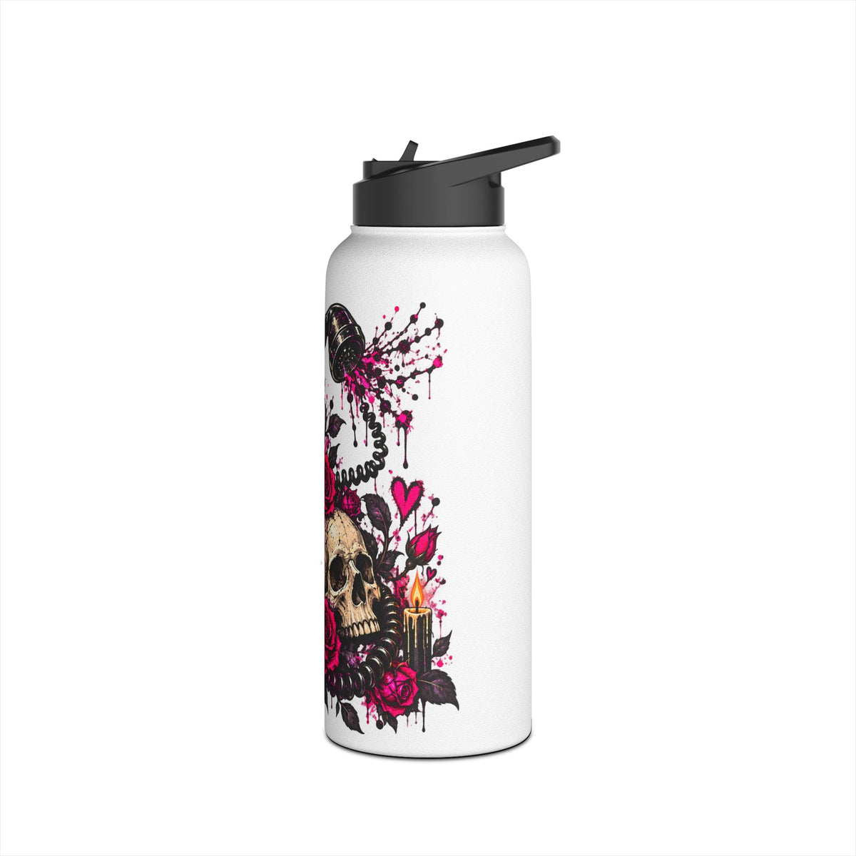 Karma’s Calling Stainless Steel Water Bottle | Gothic Skull & Telephone Insulated Bottle by Subbin4Sanity