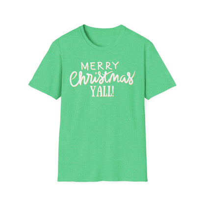 Merry Christmas Y’all Text Graphic T-Shirt | Southern Holiday Tee by Subbin4Sanity