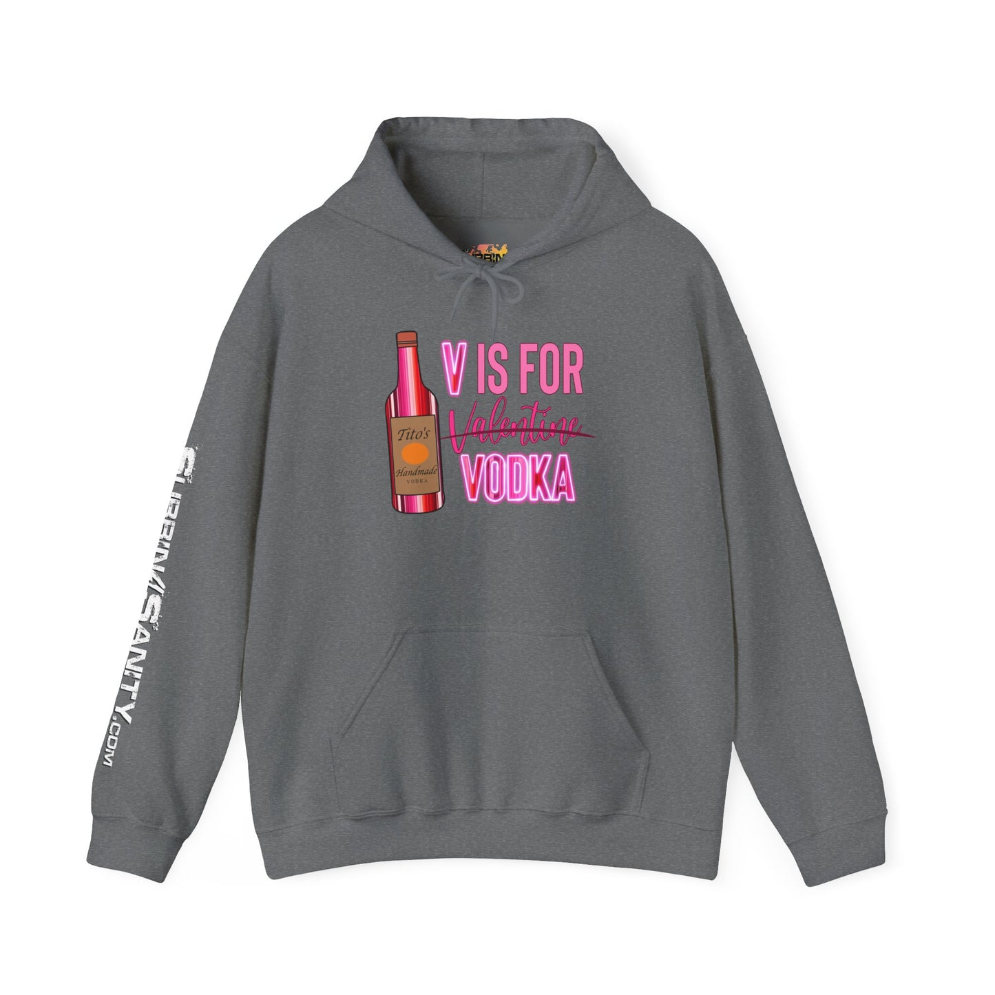 "V Is For Vodka" Valentines Hoodie – Cute Graphic Pullover | Unisex Cozy Valentine’s Day Hoodie