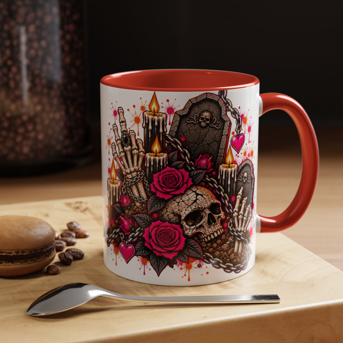 Dirt & Defiance Coffee Mug | Gothic Skull & Coffin Ceramic Mug by Subbin4Sanity