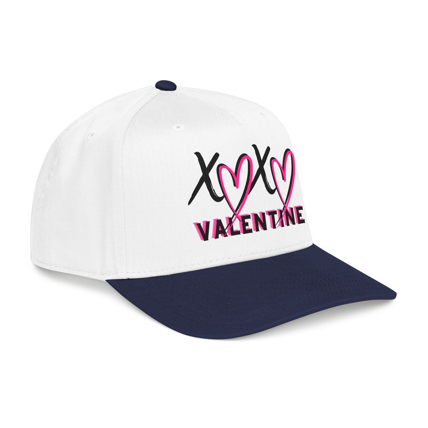 Valentine XOX Hearts Baseball Cap — Pink Heart DTF Valentine Hat