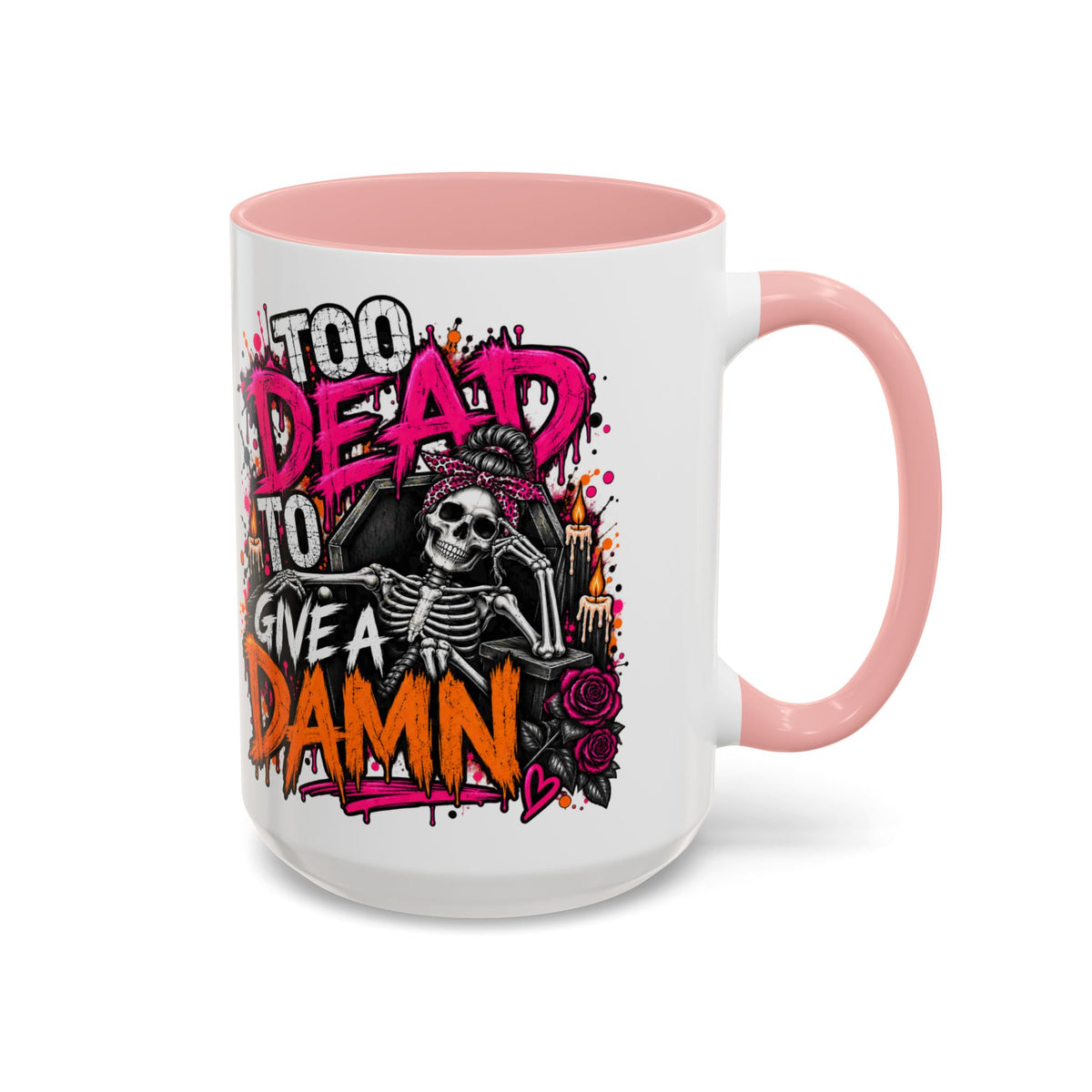 Too Dead To Give A Damn Coffee Mug | Sarcastic Gothic Ceramic Mug by Subbin4Sanity