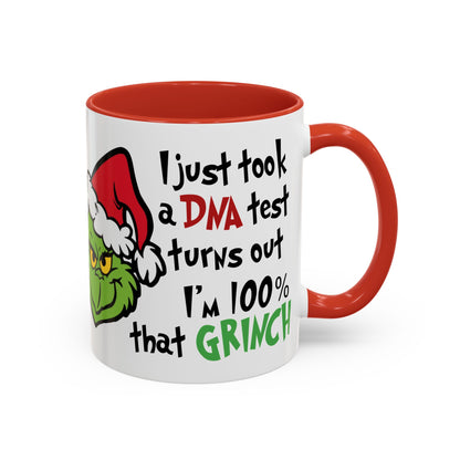 Christmas Coffee Mug, 11oz, "100% Grinch"