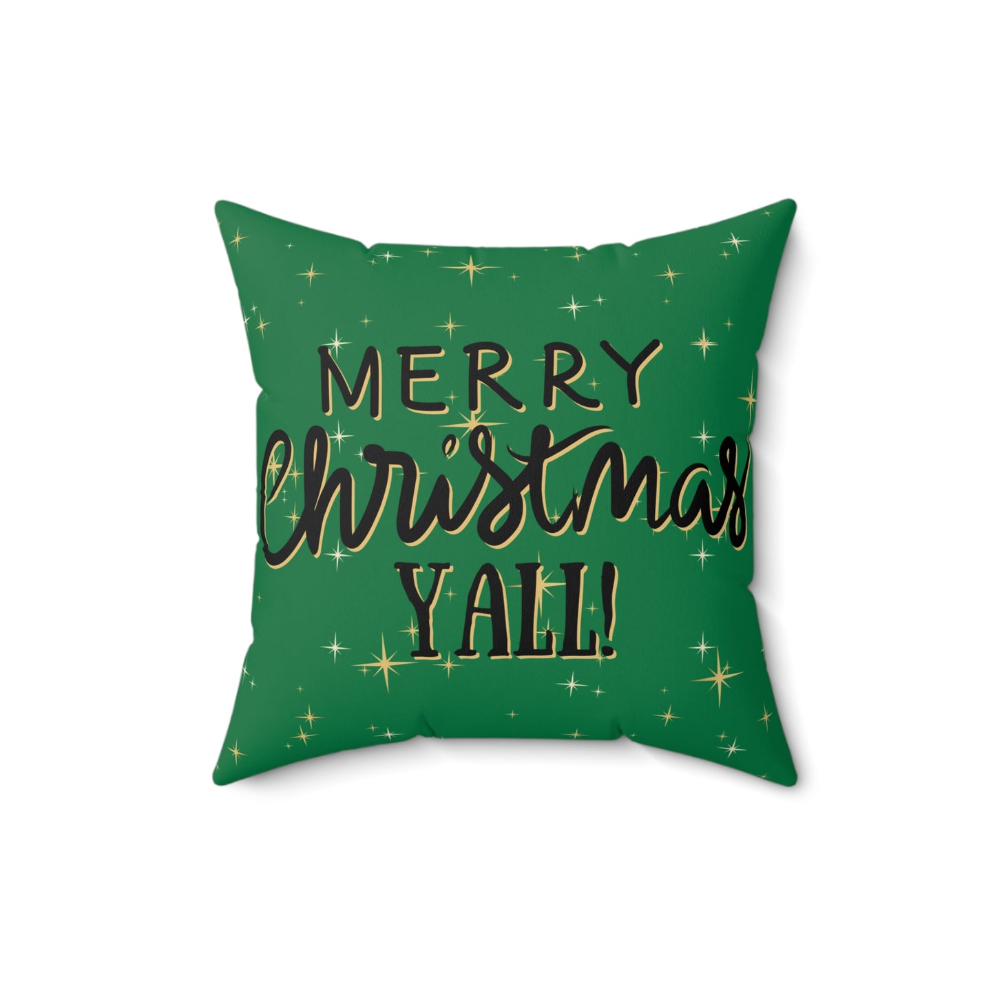 Christmas green Pillowcase & Pillow Insert with star pattern "merry christmas yall"