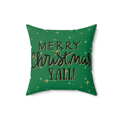 Christmas green Pillowcase & Pillow Insert with star pattern "merry christmas yall"
