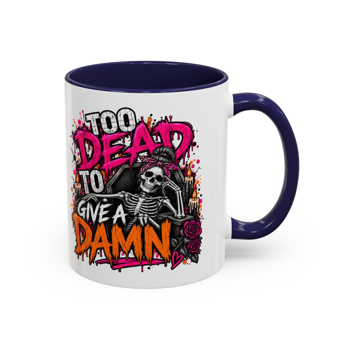 Too Dead To Give A Damn Coffee Mug | Sarcastic Gothic Ceramic Mug by Subbin4Sanity