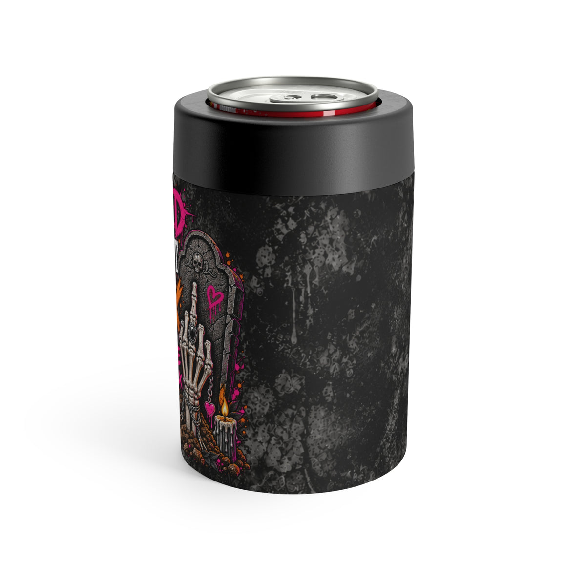 I Buried My Last Fuck Right Here 12oz Insulated Stainless Steel Koozie | Sarcastic Gothic Can Cooler by Subbin4Sanity
