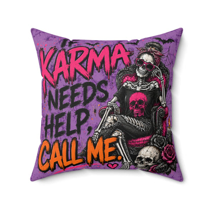 If Karma Needs Help, Call Me + Karma’s Calling Double-Sided Pillowcase & Insert | Gothic Halloween Decor by Subbin4Sanity